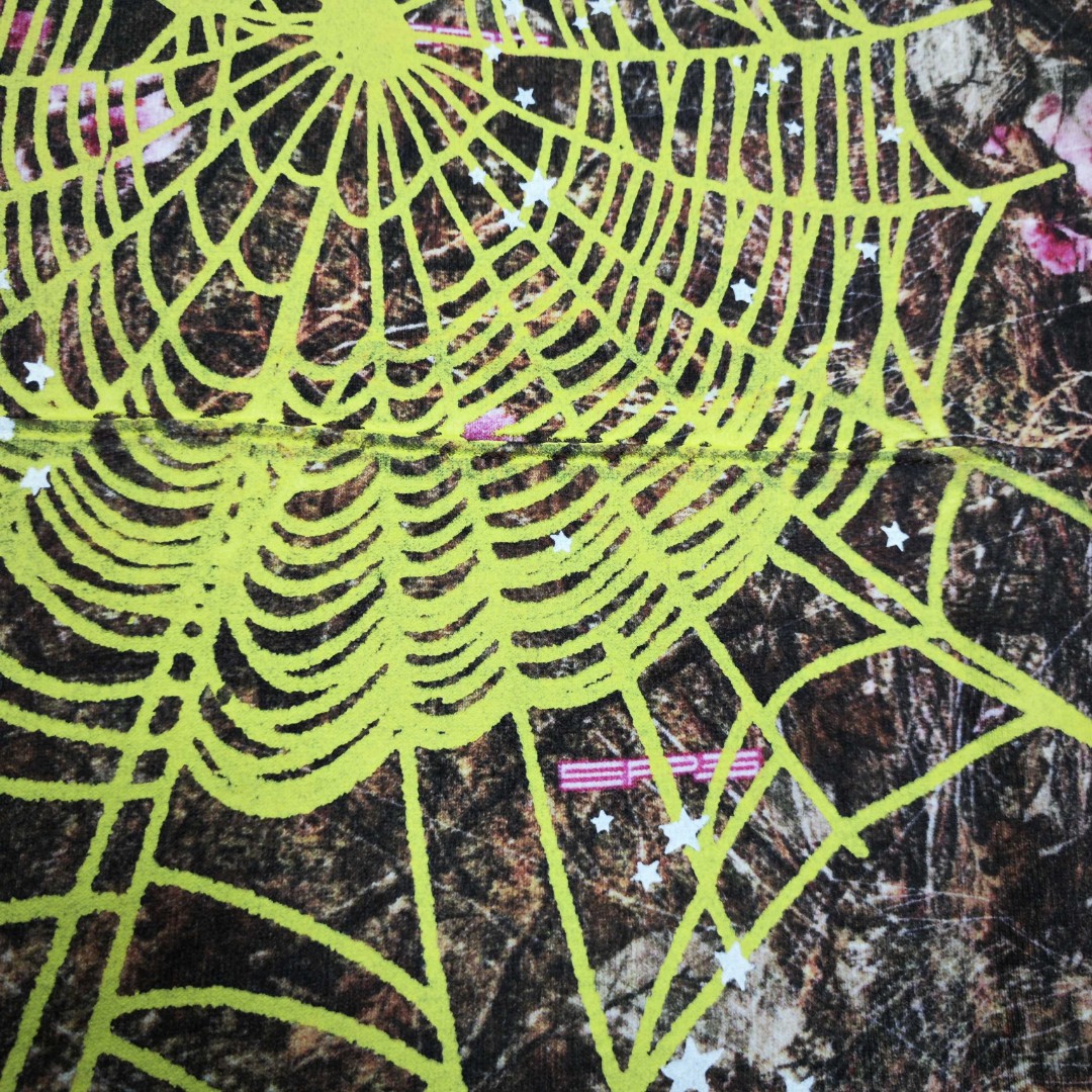 Sp5der 黄色Sp5der字母 星星蜘蛛网套头连帽卫衣 外套 树纹色 B0 