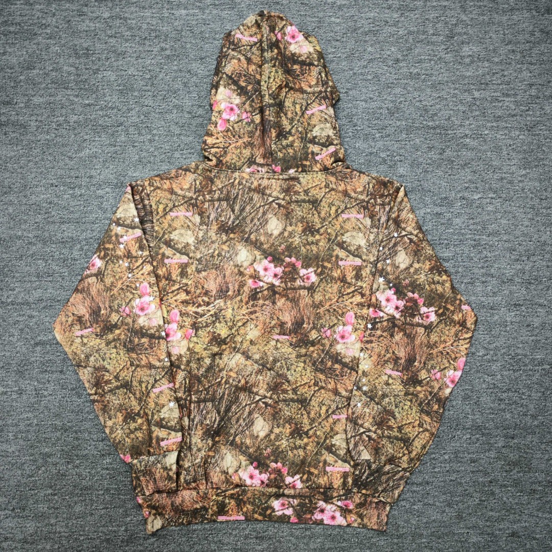 Sp5der 黄色Sp5der字母 星星蜘蛛网套头连帽卫衣 外套 树纹色 B0 