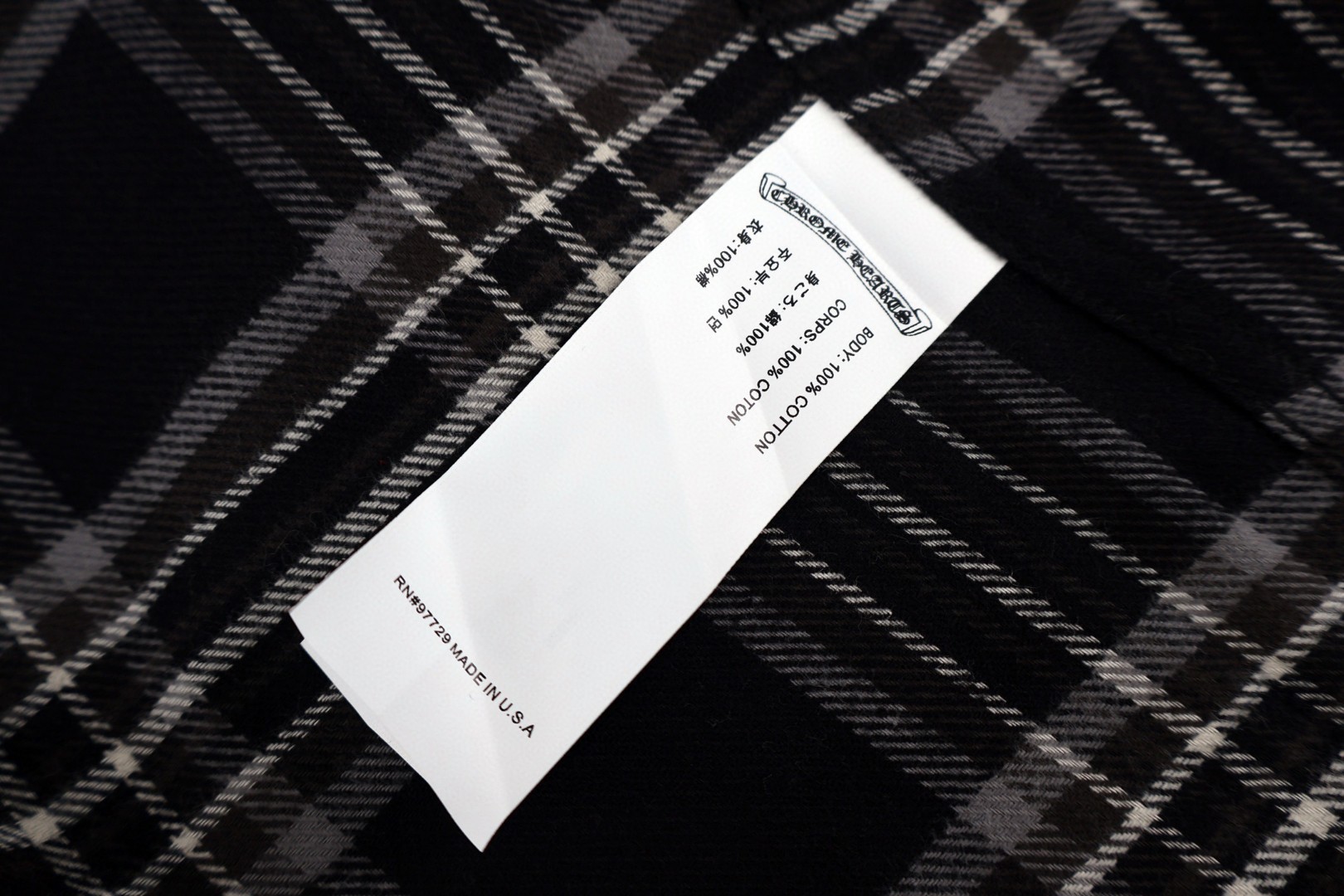 Chrome Hearts 克罗心 法兰绒格纹翻领衬衫 外套 长袖 黑色 B0