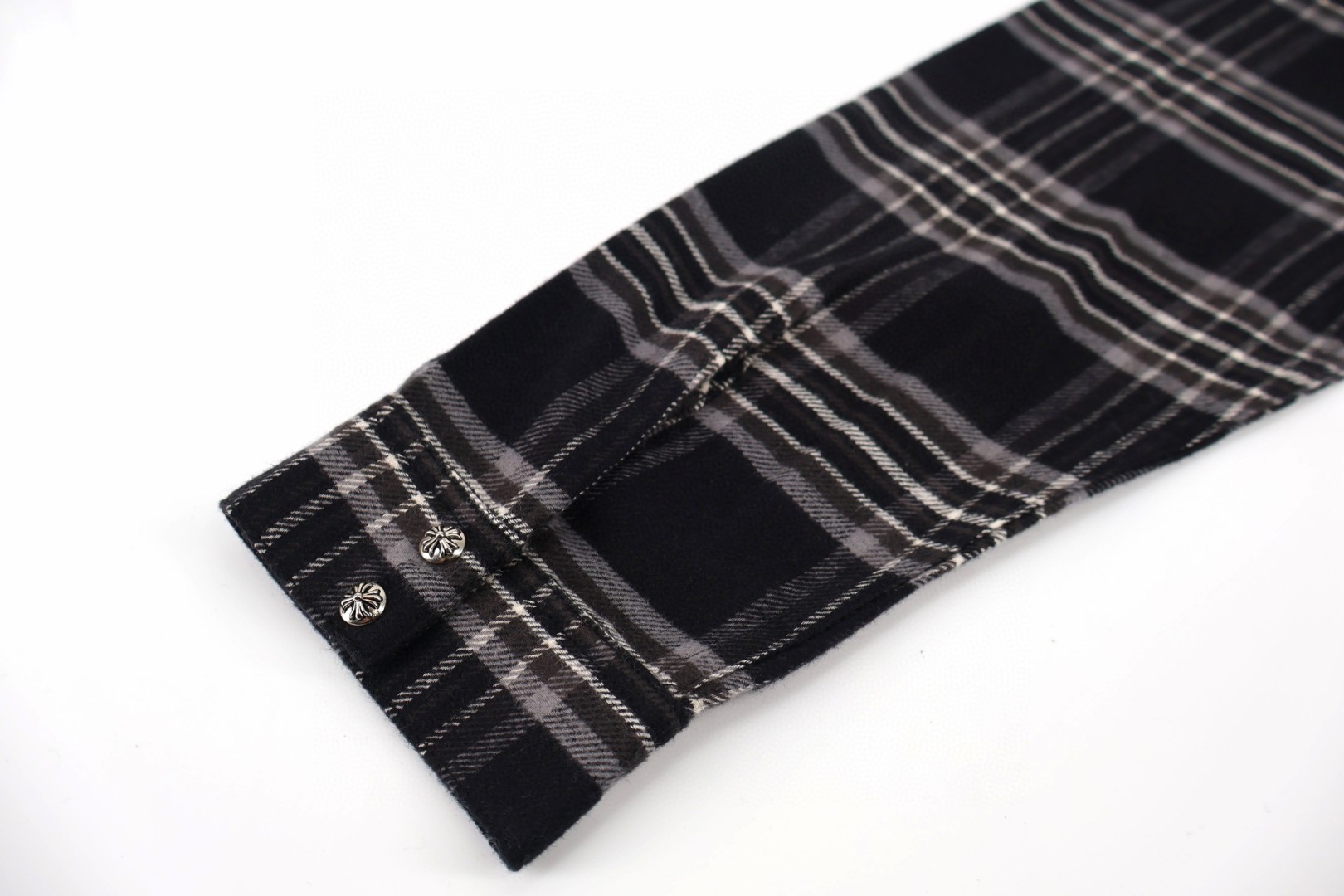 Chrome Hearts 克罗心 法兰绒格纹翻领衬衫 外套 长袖 黑色 B0