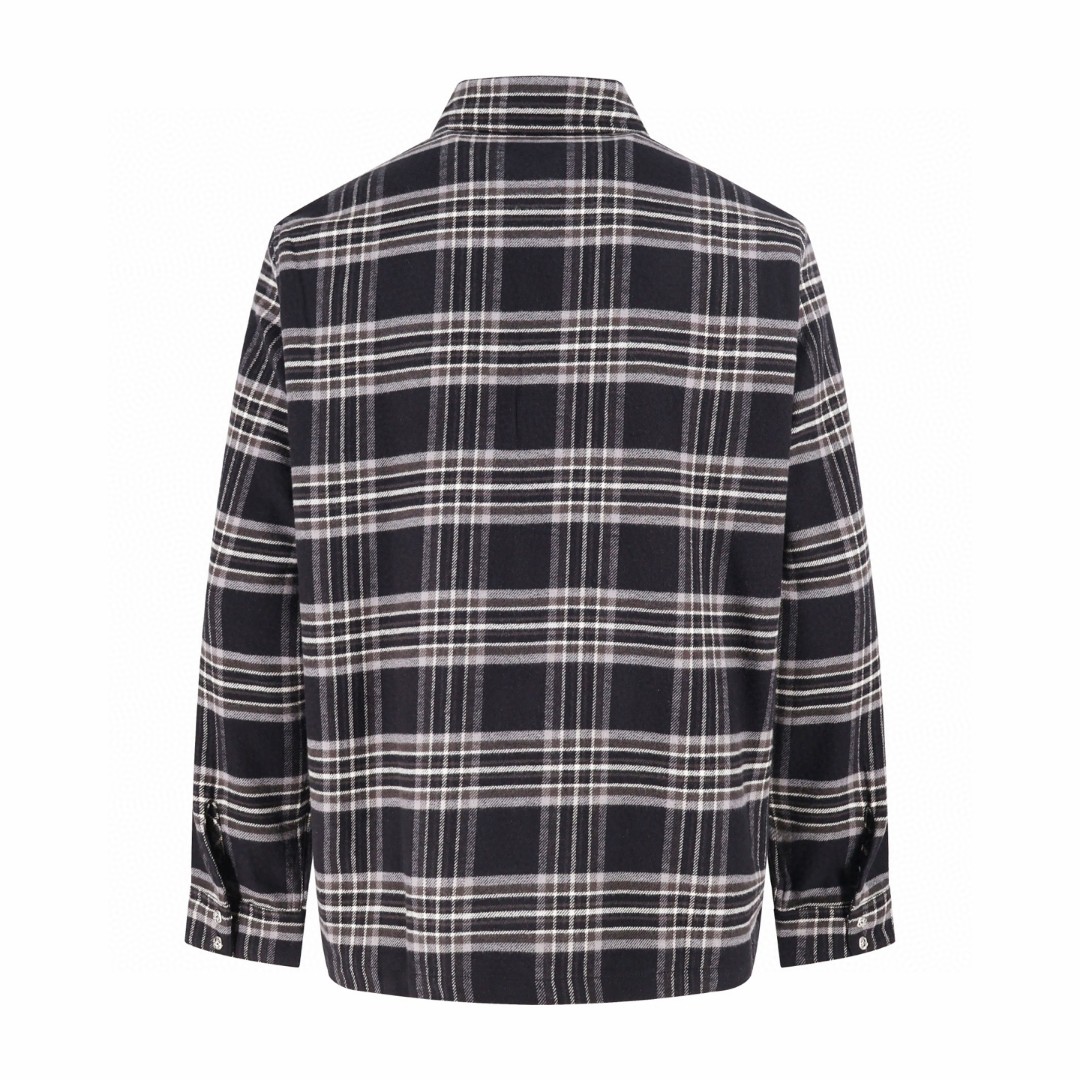 Chrome Hearts 克罗心 法兰绒格纹翻领衬衫 外套 长袖 黑色 B0