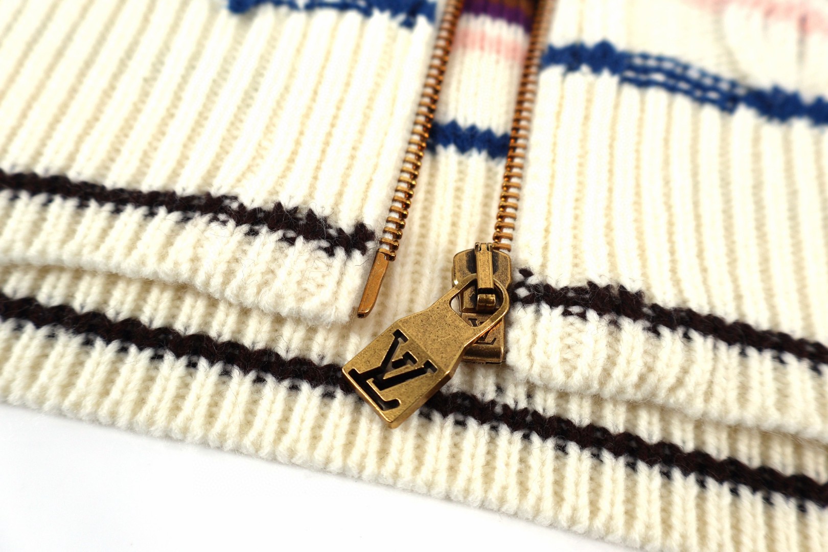 LOUIS VUITTON 路易威登 拼色绞花拉链针织毛衣 开衫 外套 B5 1AJUU5