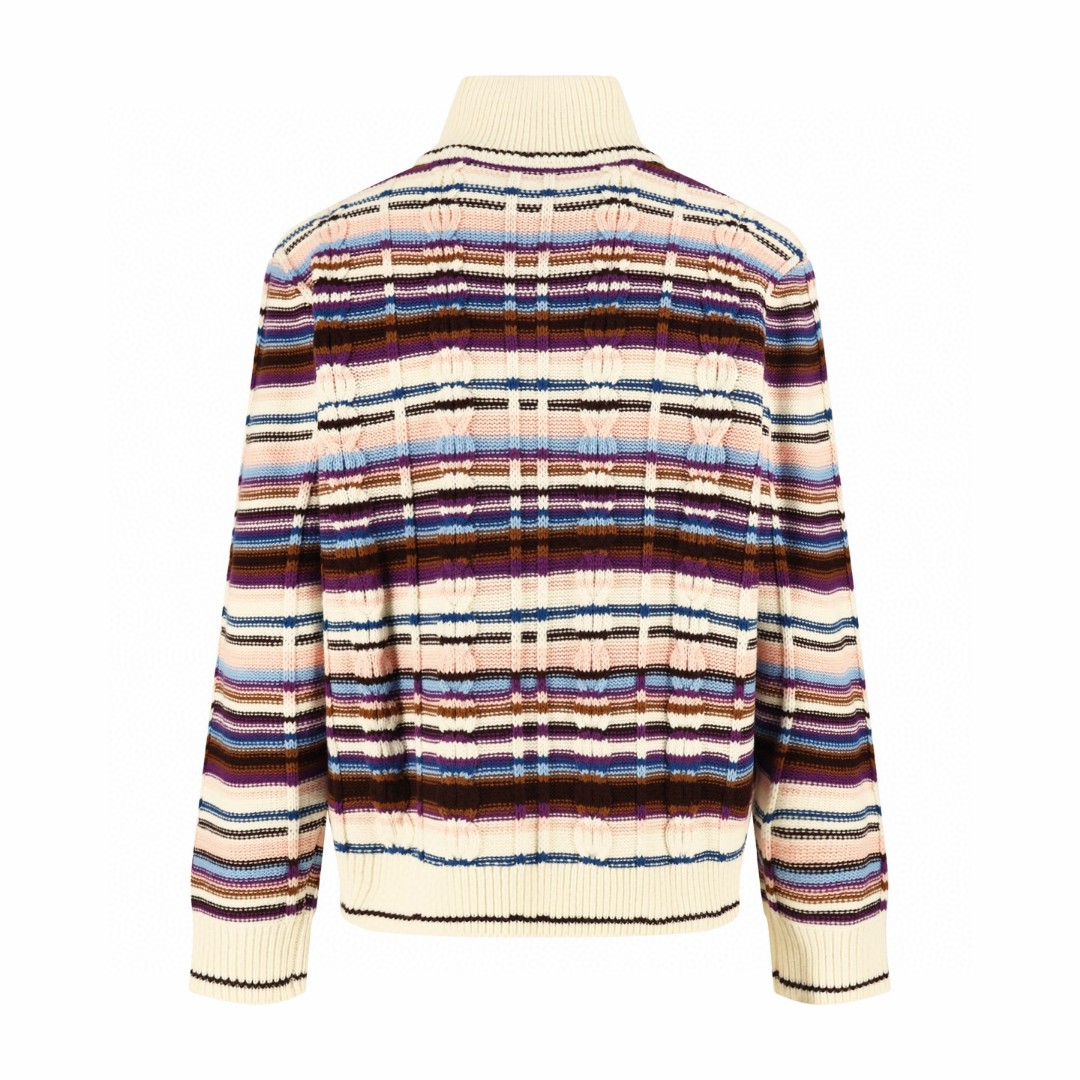 LOUIS VUITTON 路易威登 拼色绞花拉链针织毛衣 开衫 外套 B5 1AJUU5