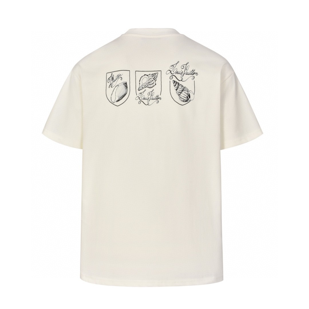 LOUIS VUITTON 路易威登 LV 海螺印花 夏季T恤 男女同款  短袖 米白 A0 1AFR48