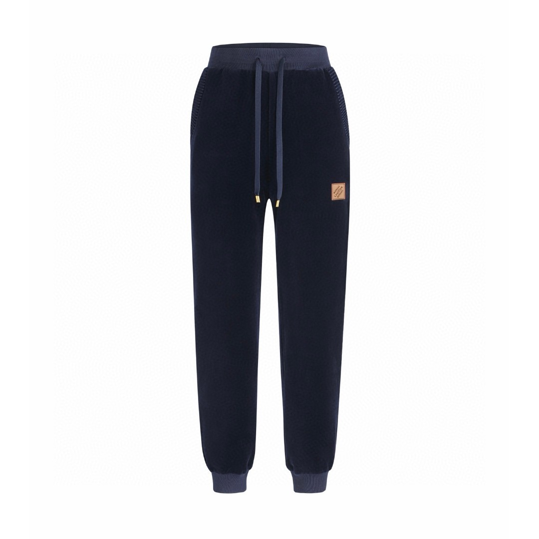 LOUIS VUITTON 路易威登 丝绒抽绳针织束脚休闲裤 运动裤 裤子 长裤 藏蓝色 B5 1AJCCL