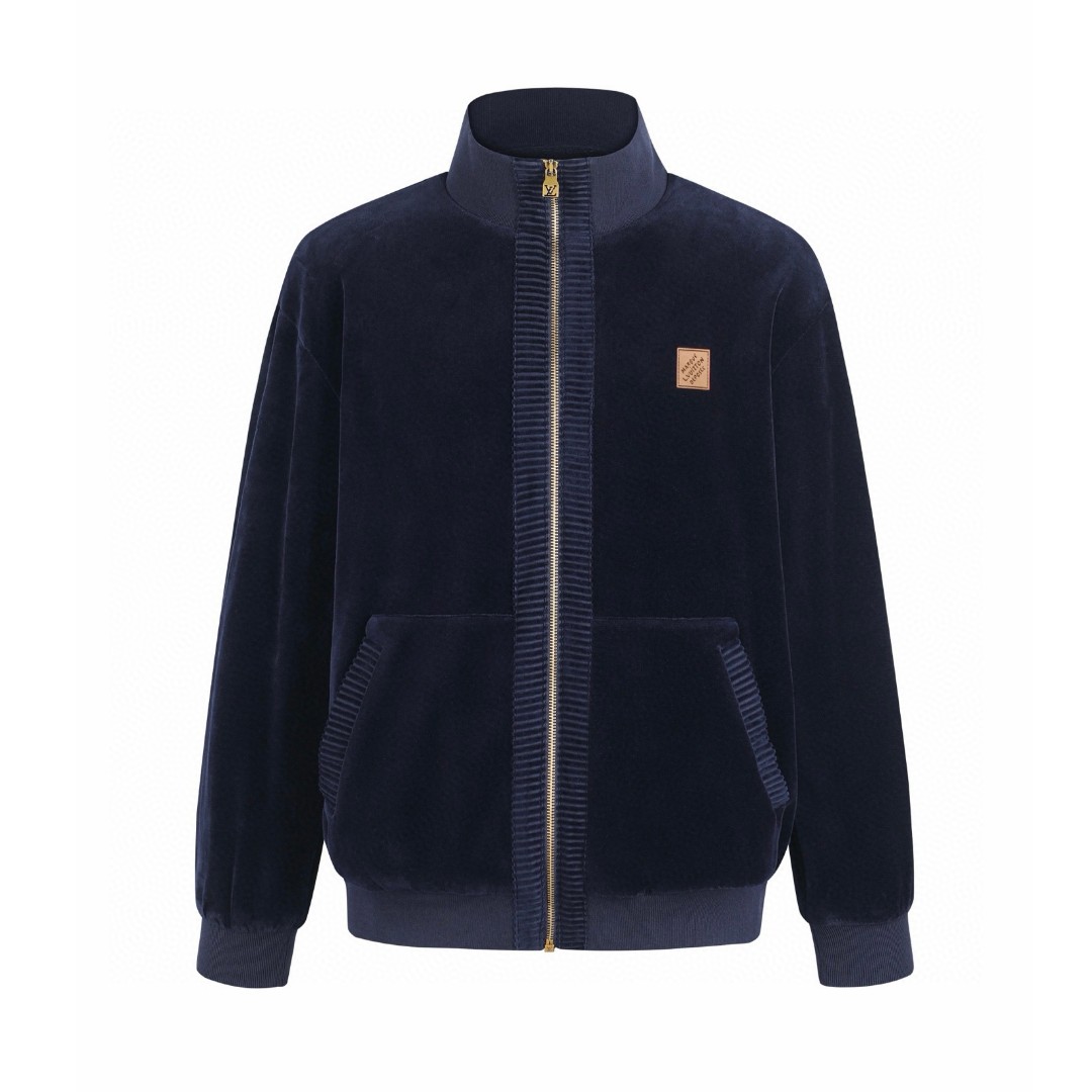 LOUIS VUITTON 路易威登 丝绒拉链运动外套 夹克 藏蓝色 B5 1AJCCD