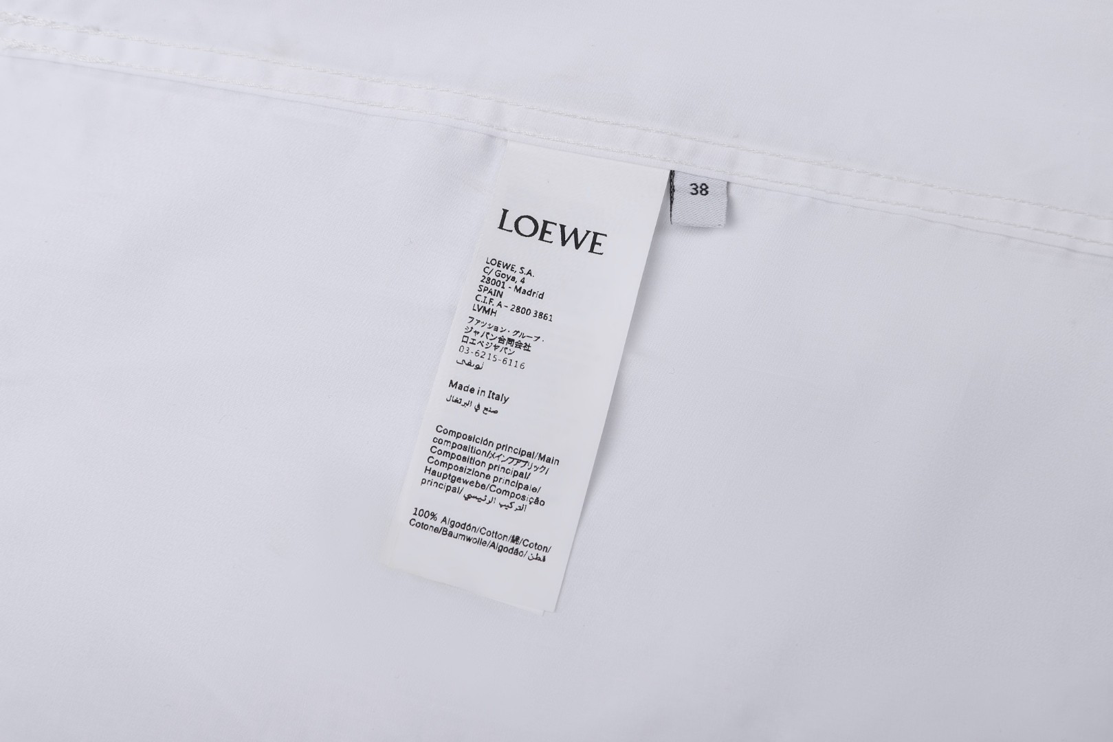 Loewe 罗意威 纯色刺绣logo翻领单排扣衬衫 外套 长袖 白色 A5