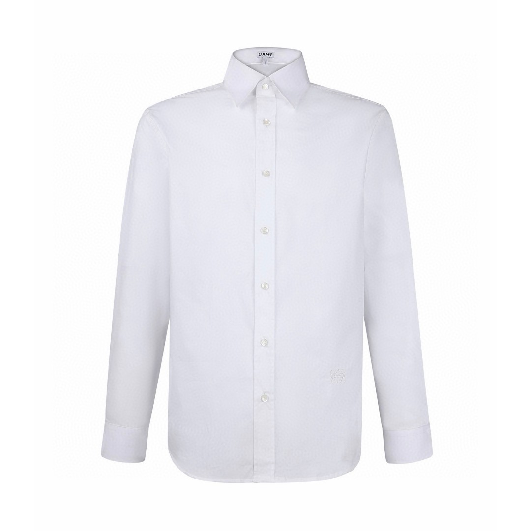 Loewe 罗意威 纯色刺绣logo翻领单排扣衬衫 外套 长袖 白色 A5