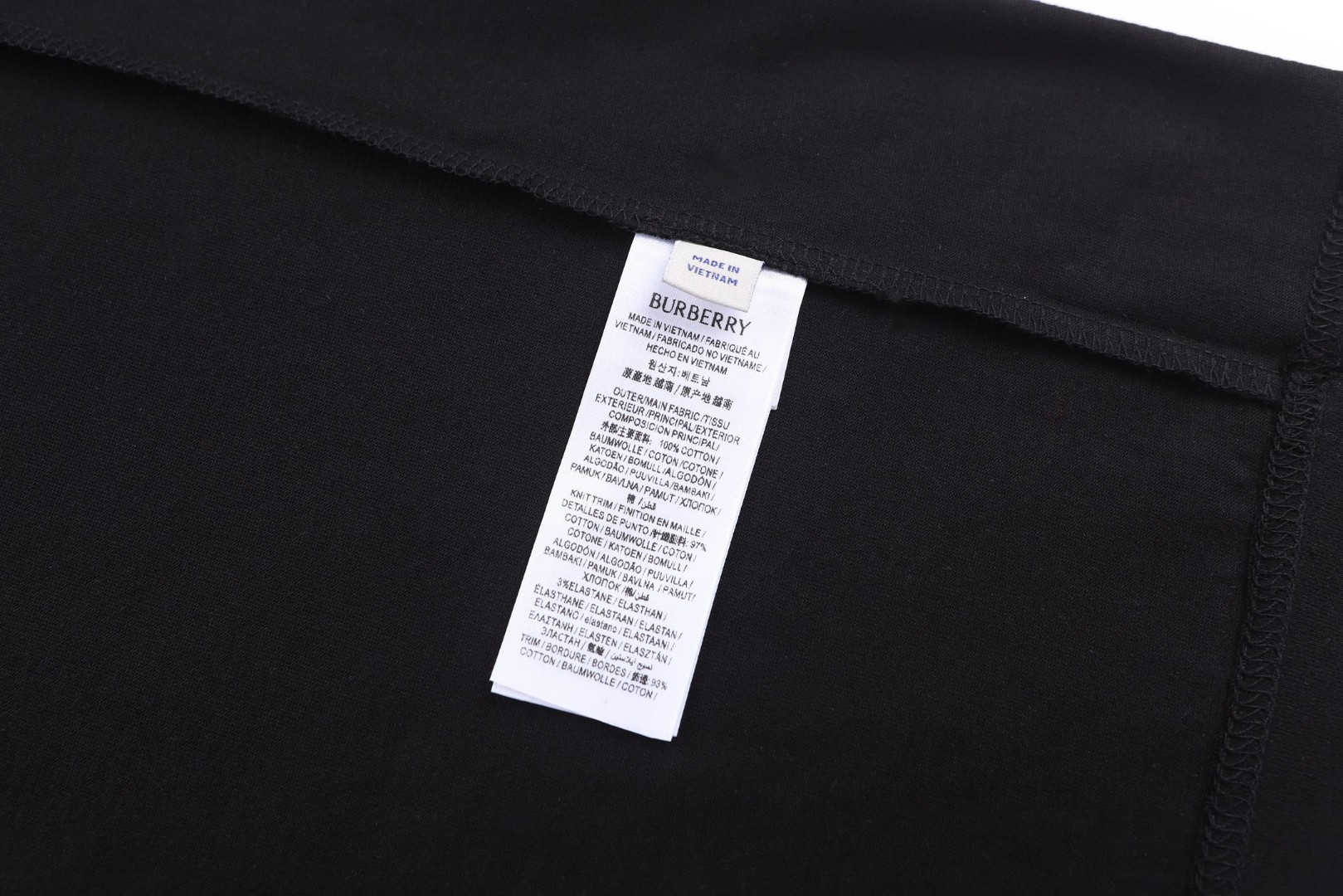 Burberry 巴宝莉 格纹拼色圆领短袖 T恤 夏季 白色 黑色 A0