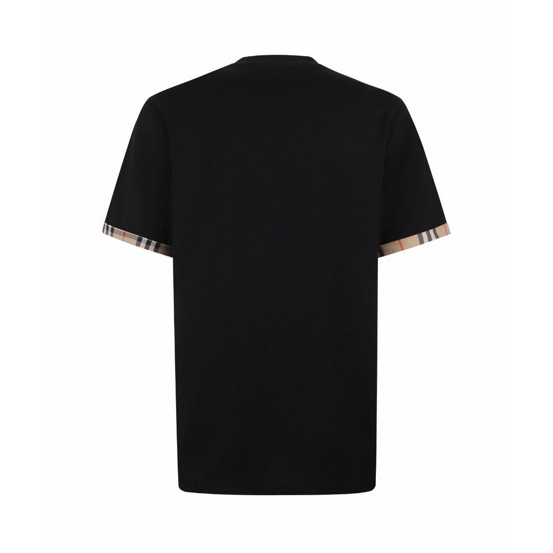 Burberry 巴宝莉 格纹拼色圆领短袖 T恤 夏季 白色 黑色 A0