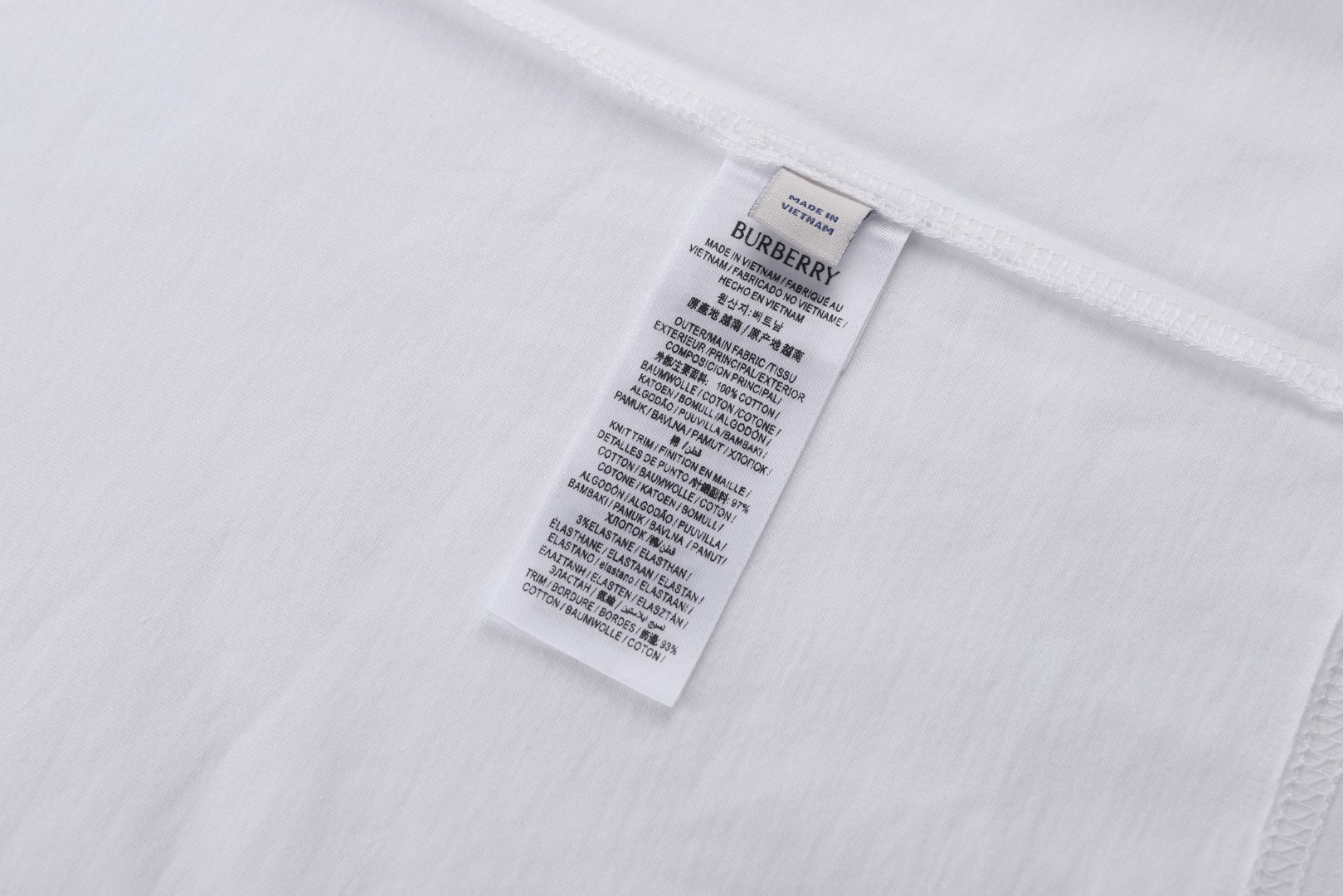 Burberry 巴宝莉 格纹拼色圆领短袖 T恤 夏季 白色 黑色 A0