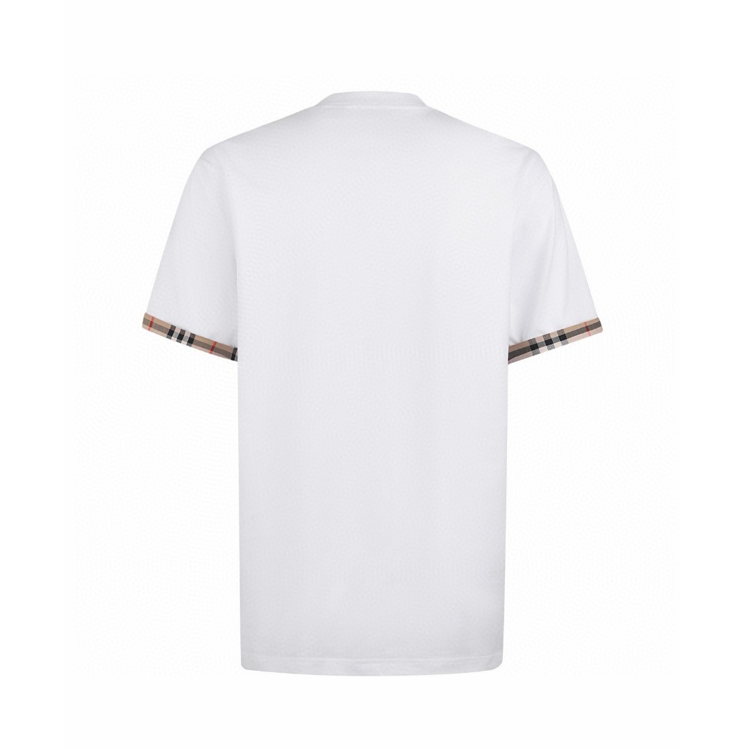 Burberry 巴宝莉 格纹拼色圆领短袖 T恤 夏季 白色 黑色 A0