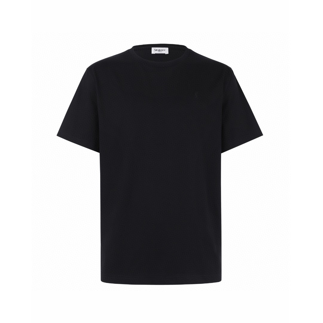 SAINT LAURENT YSL 经典纯色刺绣徽标圆领短袖 T恤 夏款 白色 灰色 黑色
