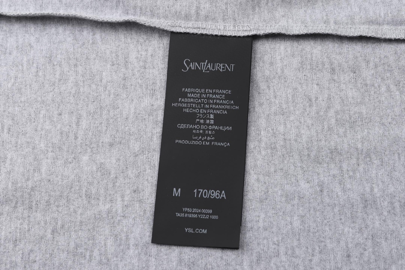 SAINT LAURENT YSL 经典纯色刺绣徽标圆领短袖 T恤 夏款 白色 灰色 黑色