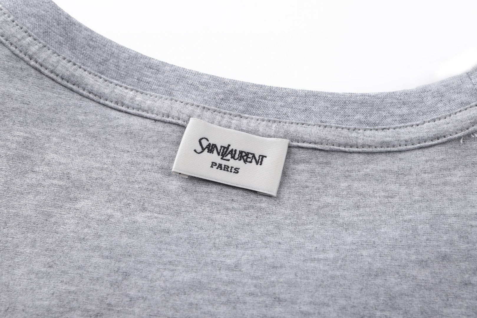 SAINT LAURENT YSL 经典纯色刺绣徽标圆领短袖 T恤 夏款 白色 灰色 黑色