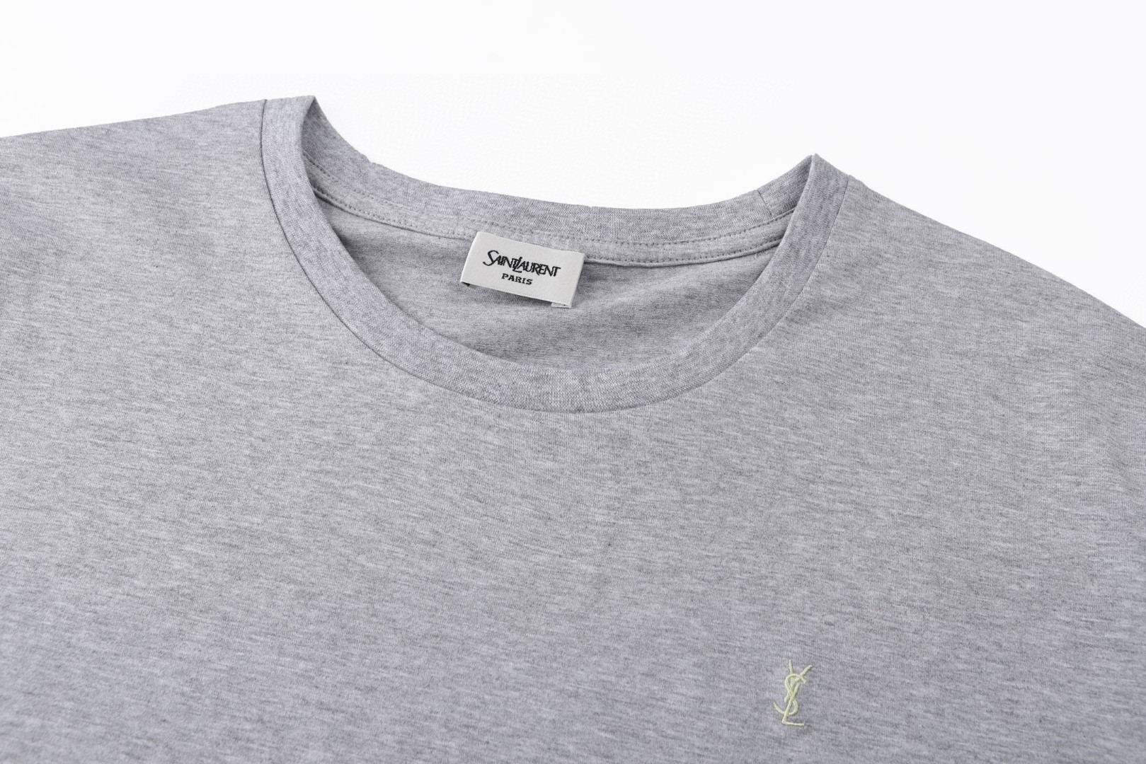 SAINT LAURENT YSL 经典纯色刺绣徽标圆领短袖 T恤 夏款 白色 灰色 黑色