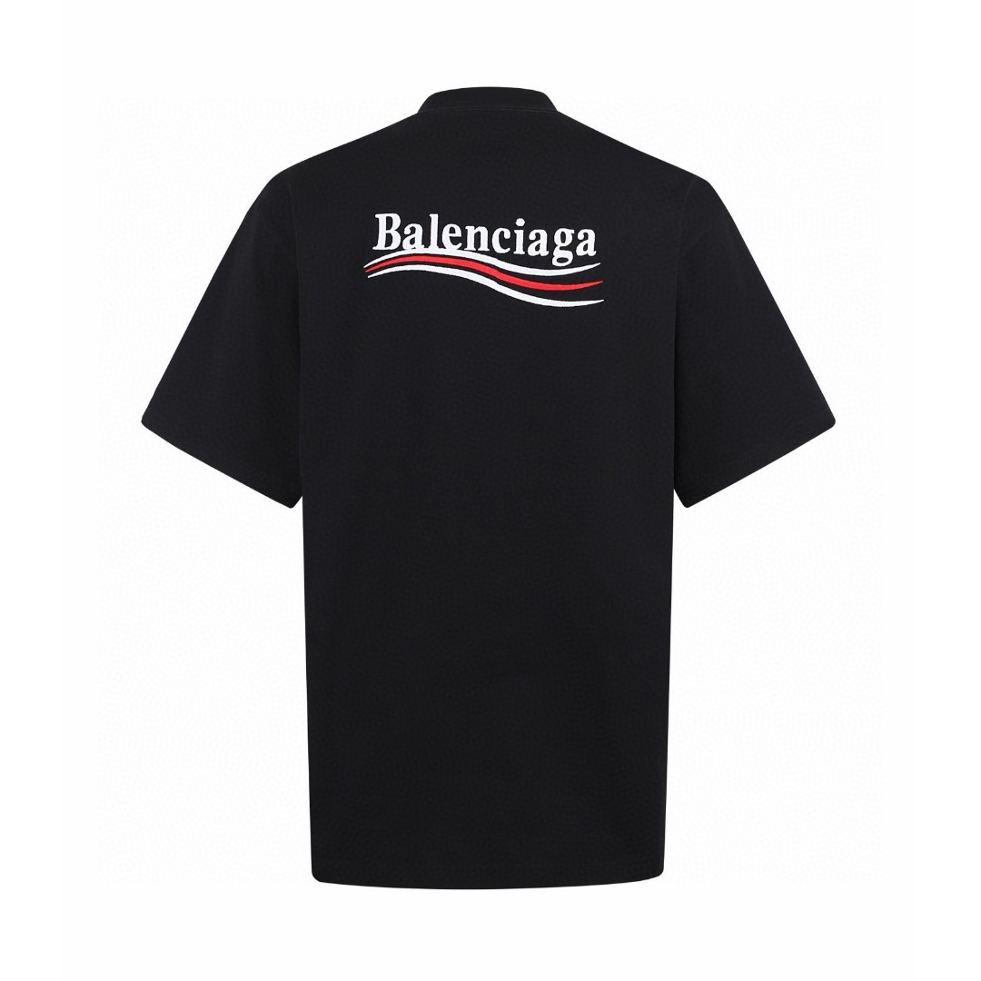 Balenciaga 巴黎世家 前后可乐刺绣短袖 T恤 圆领 夏季 黑色 A0 