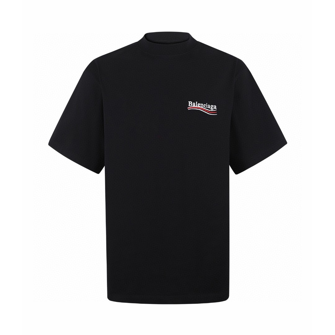 Balenciaga 巴黎世家 前后可乐刺绣短袖 T恤 圆领 夏季 黑色 A0 