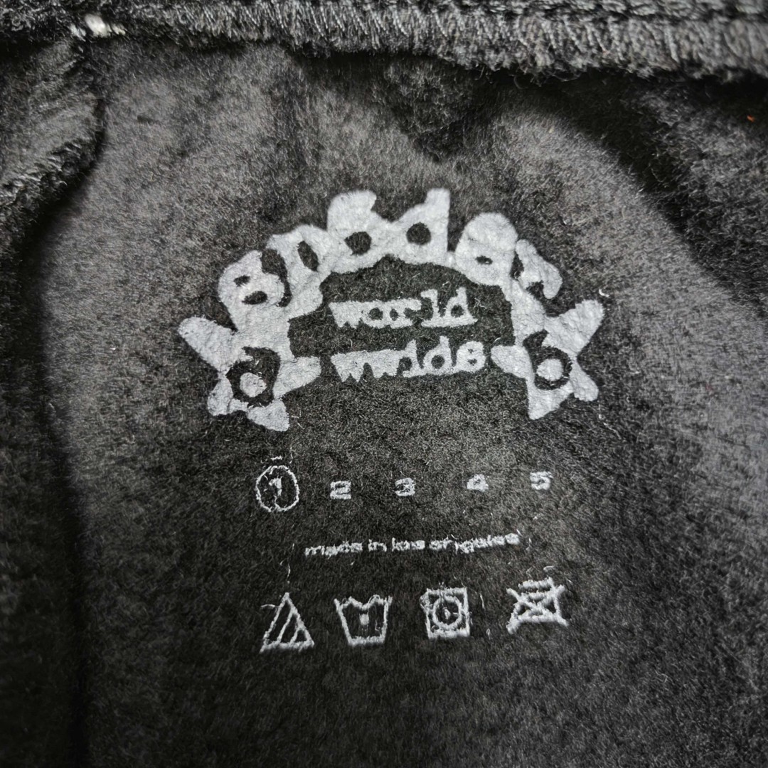 Sp5der 爱心白色Sp5der字母 星星印花 抽绳松紧腰束脚运动裤 休闲裤 长裤 裤子 黑色