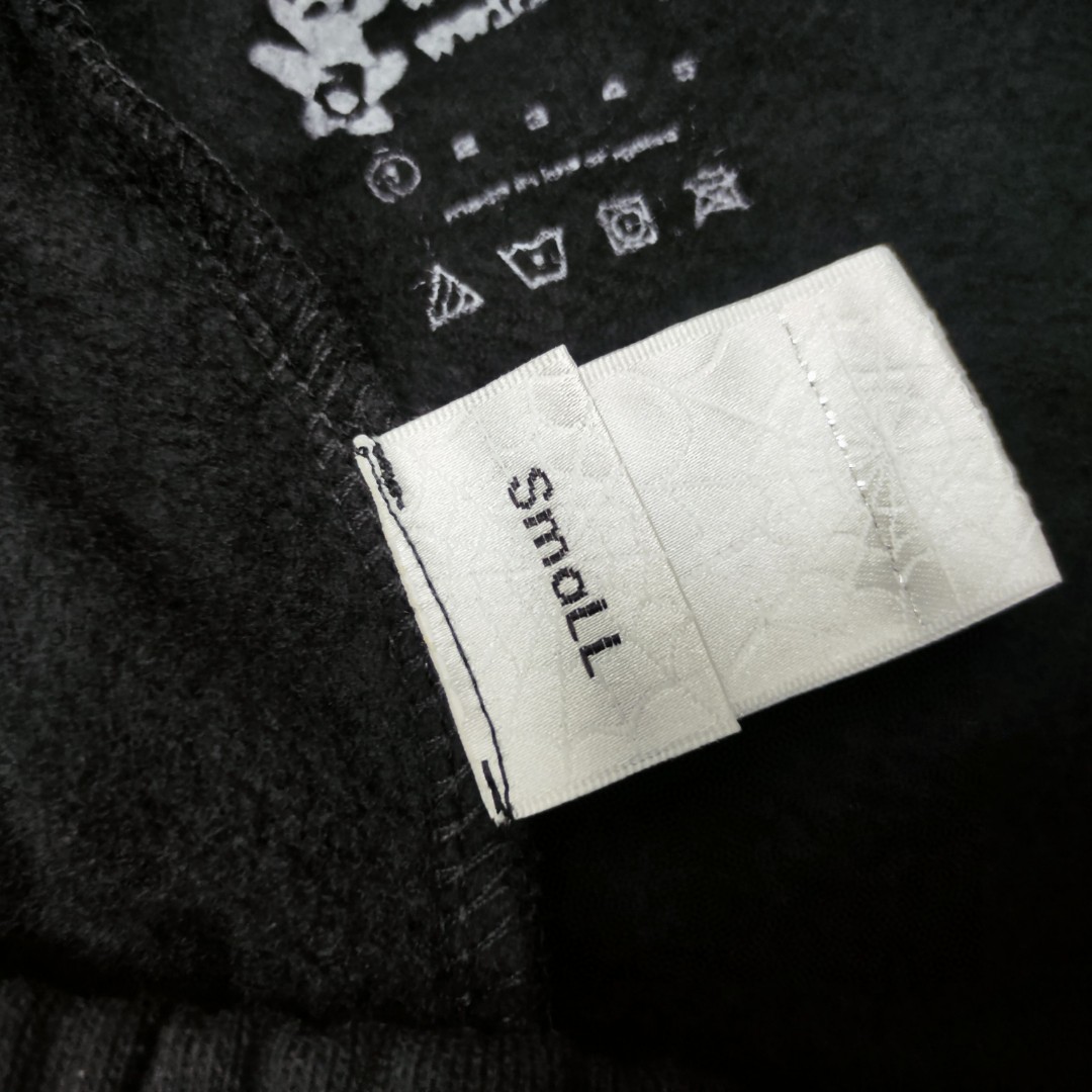 Sp5der 爱心白色Sp5der字母 星星印花 抽绳松紧腰束脚运动裤 休闲裤 长裤 裤子 黑色