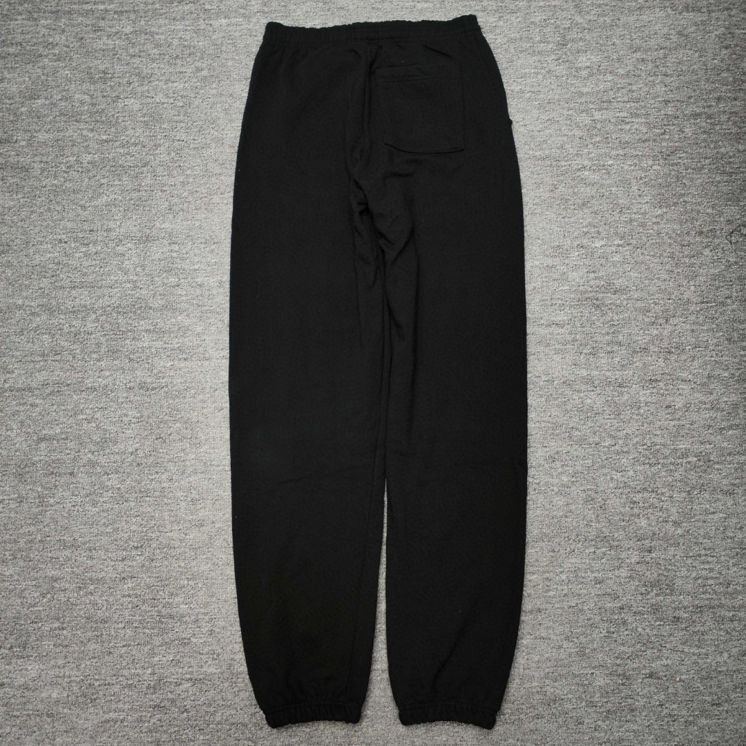 Sp5der 爱心白色Sp5der字母 星星印花 抽绳松紧腰束脚运动裤 休闲裤 长裤 裤子 黑色