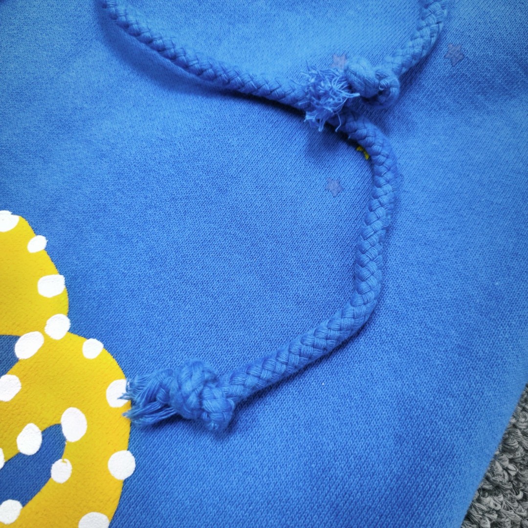 Sp5der 黄色Sp5der字母 星星印花 抽绳松紧腰束脚运动裤 休闲裤 长裤 裤子 蓝色