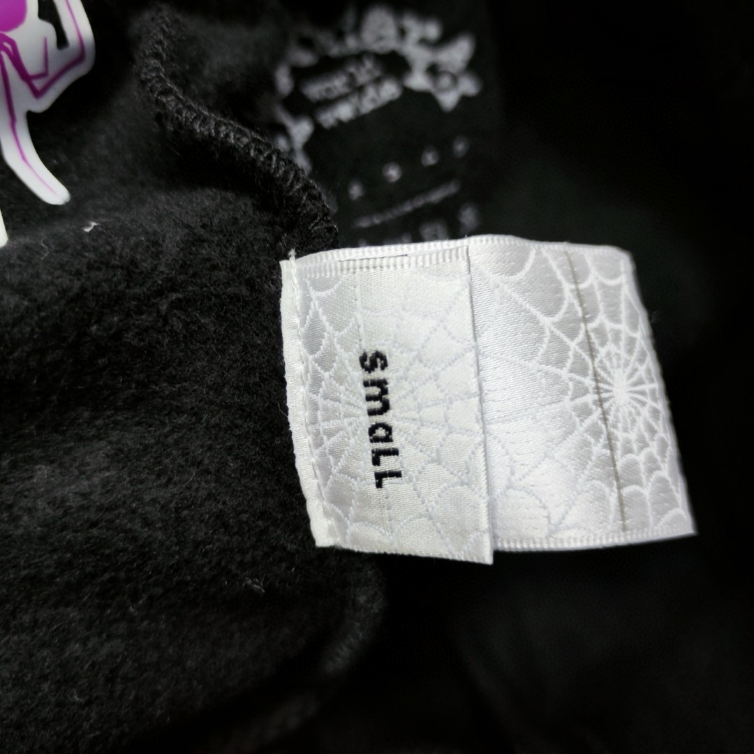 Sp5der 粉色Sp5der字母 星星印花 抽绳松紧腰束脚运动裤 休闲裤 长裤 裤子 黑色