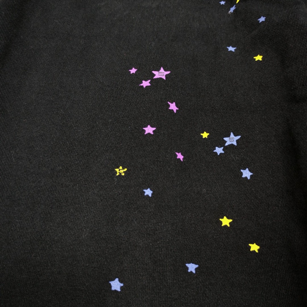 Sp5der 粉色Sp5der字母 星星印花 抽绳松紧腰束脚运动裤 休闲裤 长裤 裤子 黑色