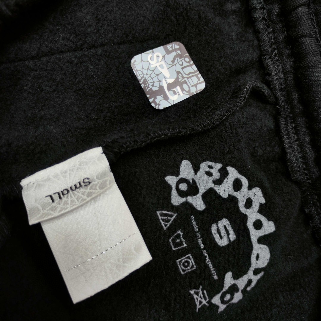 Sp5der 白色Sp5der字母 星星印花 抽绳松紧腰束脚运动裤 休闲裤 长裤 裤子 黑色