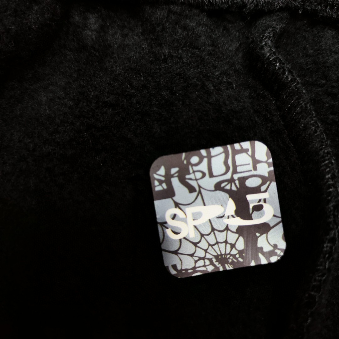 Sp5der 白色Sp5der字母 星星印花 抽绳松紧腰束脚运动裤 休闲裤 长裤 裤子 黑色