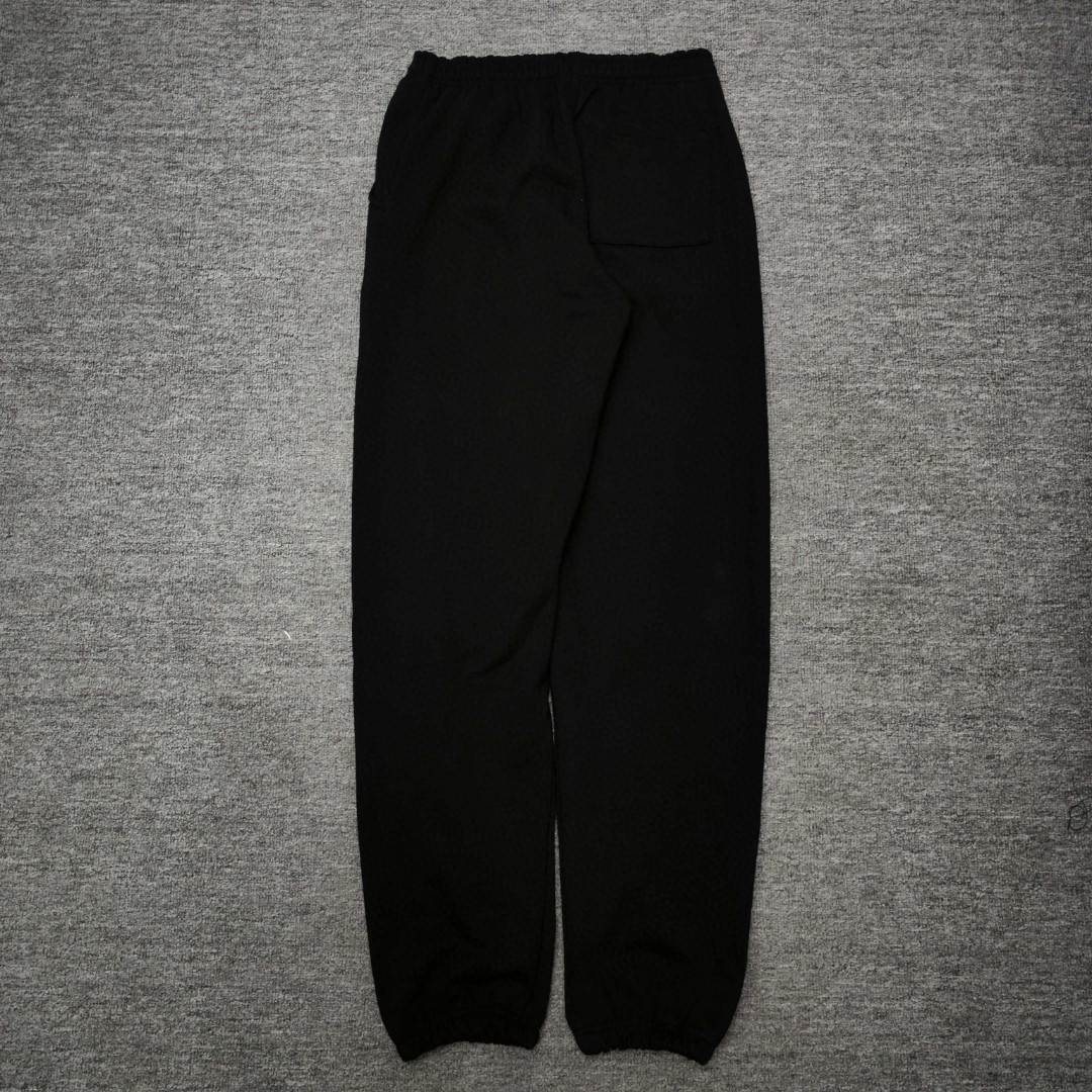 Sp5der 白色Sp5der字母 星星印花 抽绳松紧腰束脚运动裤 休闲裤 长裤 裤子 黑色