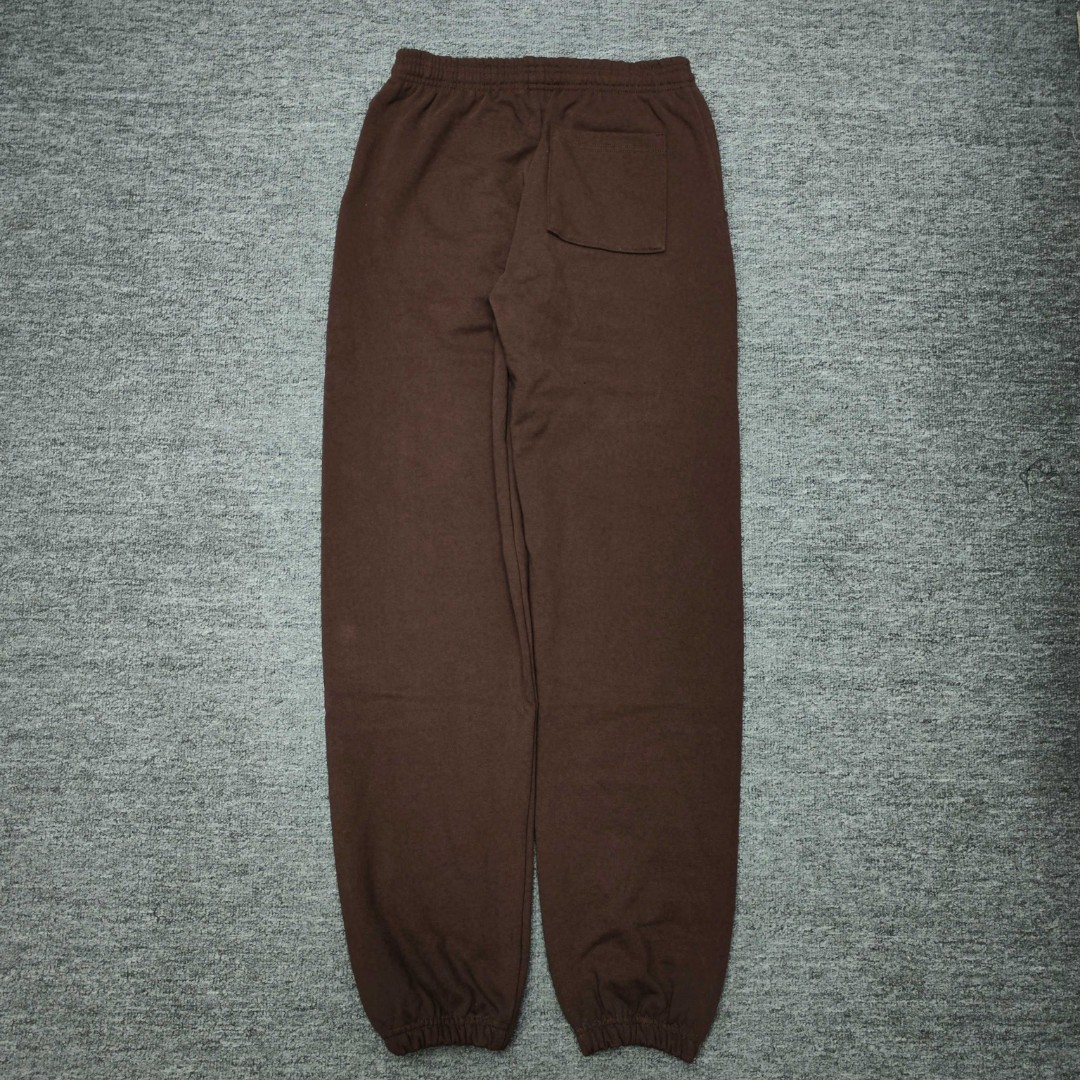 Sp5der 粉色Sp5der字母 星星印花 抽绳松紧腰束脚运动裤 休闲裤 长裤 裤子 棕色