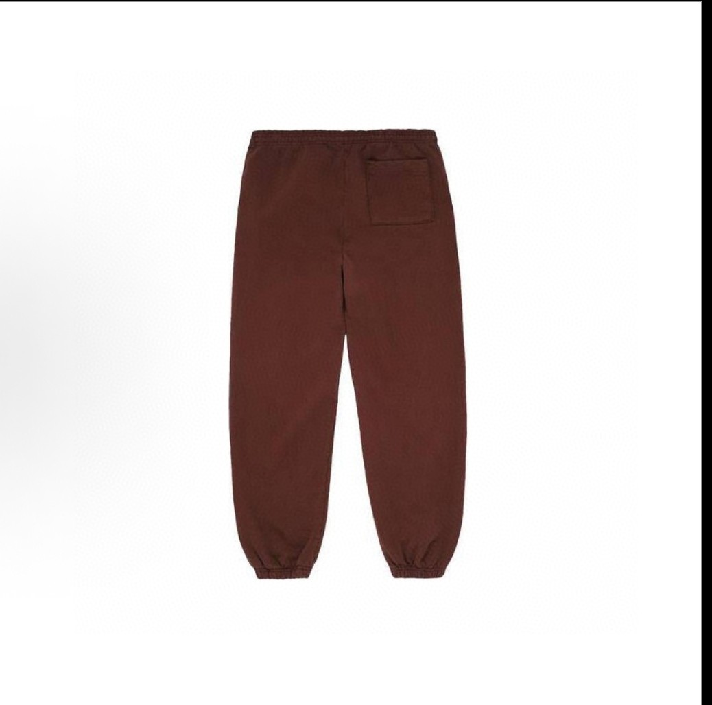 Sp5der 粉色Sp5der字母 星星印花 抽绳松紧腰束脚运动裤 休闲裤 长裤 裤子 棕色