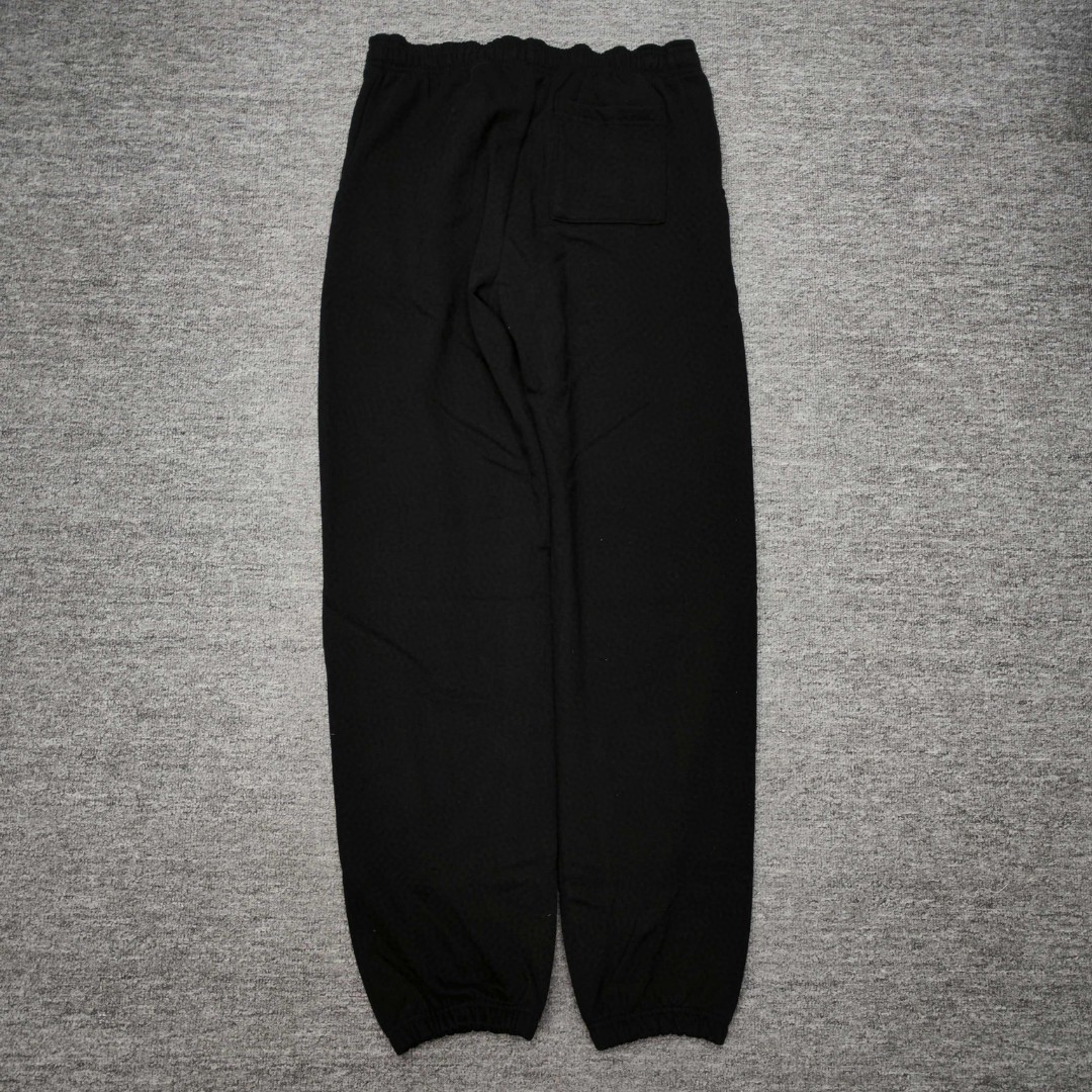 Sp5der 粉色Pink字母 星星印花 抽绳松紧腰束脚运动裤 休闲裤 长裤 裤子 黑色