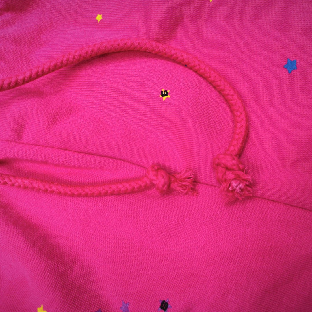 Sp5der 黑色Pink字母 星星印花 抽绳松紧腰束脚运动裤 休闲裤 长裤 裤子 玫红色