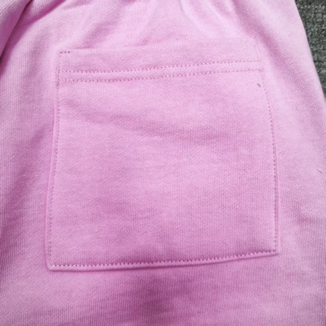 Sp5der 白色Sp5der字母 星星印花 抽绳松紧腰束脚运动裤 休闲裤 长裤 裤子 粉色