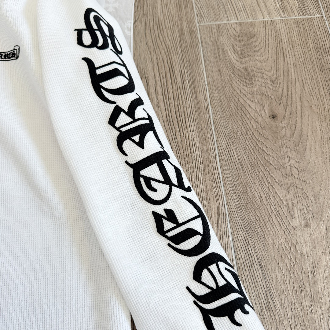 Chrome Hearts 克罗心 华夫格 梵文长袖卫衣 T恤 套头 白色 黑色  灰色 A5 