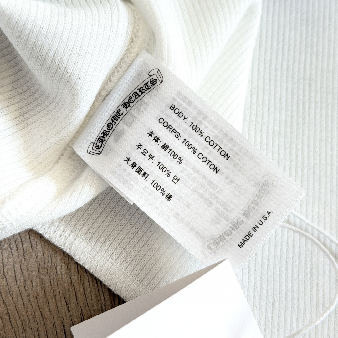 Chrome Hearts 克罗心 华夫格 梵文长袖卫衣 T恤 套头 白色 黑色  灰色 A5 