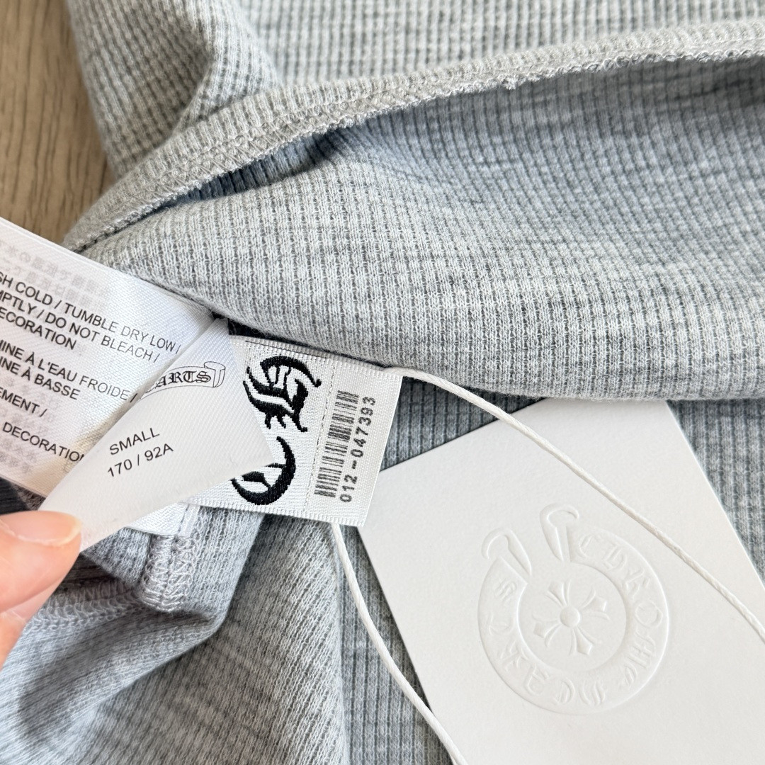 Chrome Hearts 克罗心 华夫格 梵文长袖卫衣 T恤 套头 白色 黑色  灰色 A5 