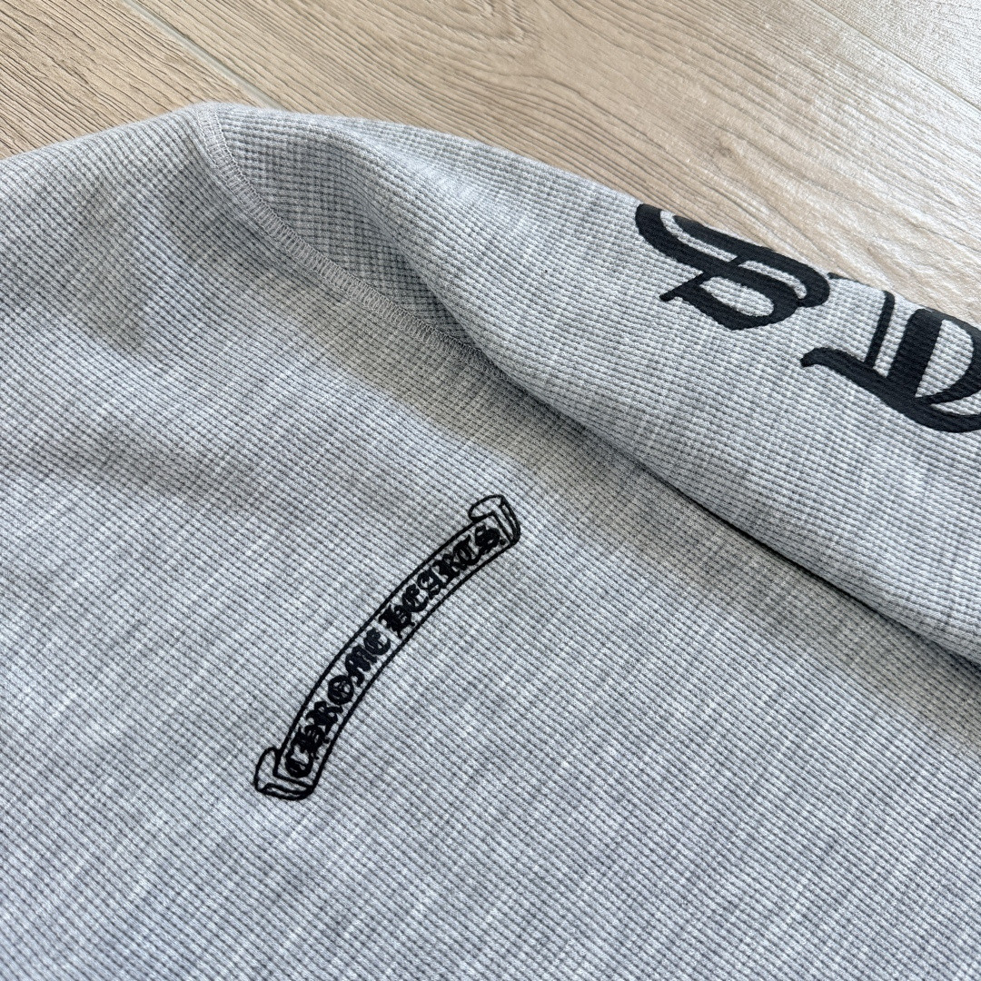 Chrome Hearts 克罗心 华夫格 梵文长袖卫衣 T恤 套头 白色 黑色  灰色 A5 