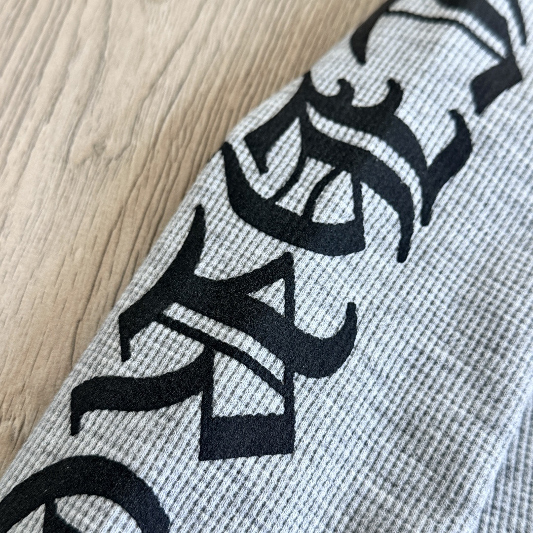Chrome Hearts 克罗心 华夫格 梵文长袖卫衣 T恤 套头 白色 黑色  灰色 A5 
