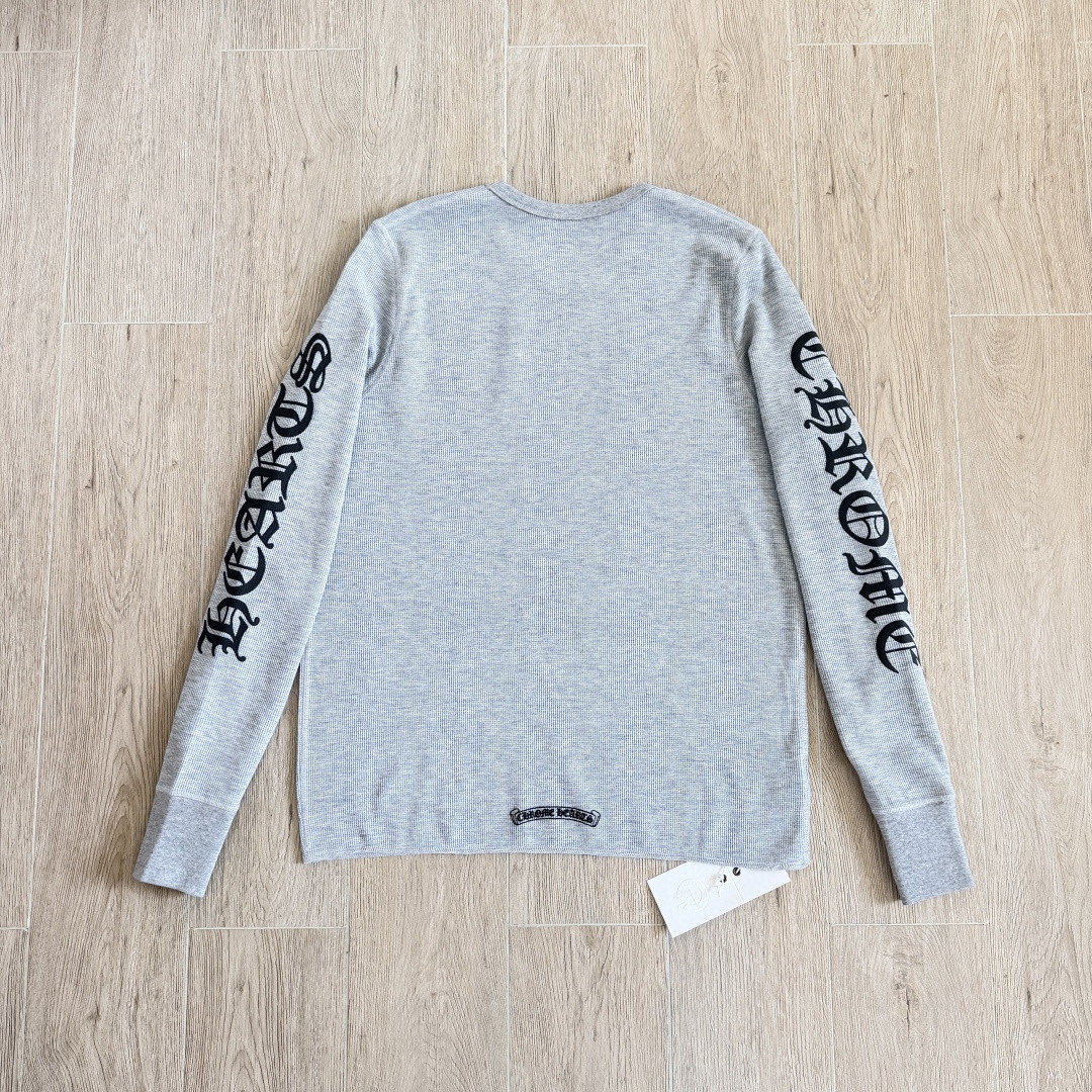 Chrome Hearts 克罗心 华夫格 梵文长袖卫衣 T恤 套头 白色 黑色  灰色 A5 