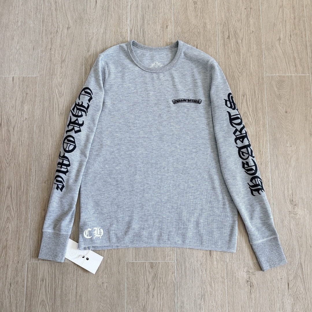 Chrome Hearts 克罗心 华夫格 梵文长袖卫衣 T恤 套头 白色 黑色  灰色 A5 