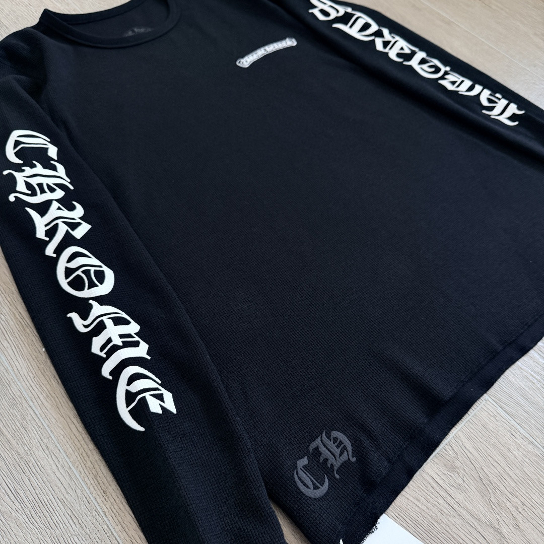 Chrome Hearts 克罗心 华夫格 梵文长袖卫衣 T恤 套头 白色 黑色  灰色 A5 
