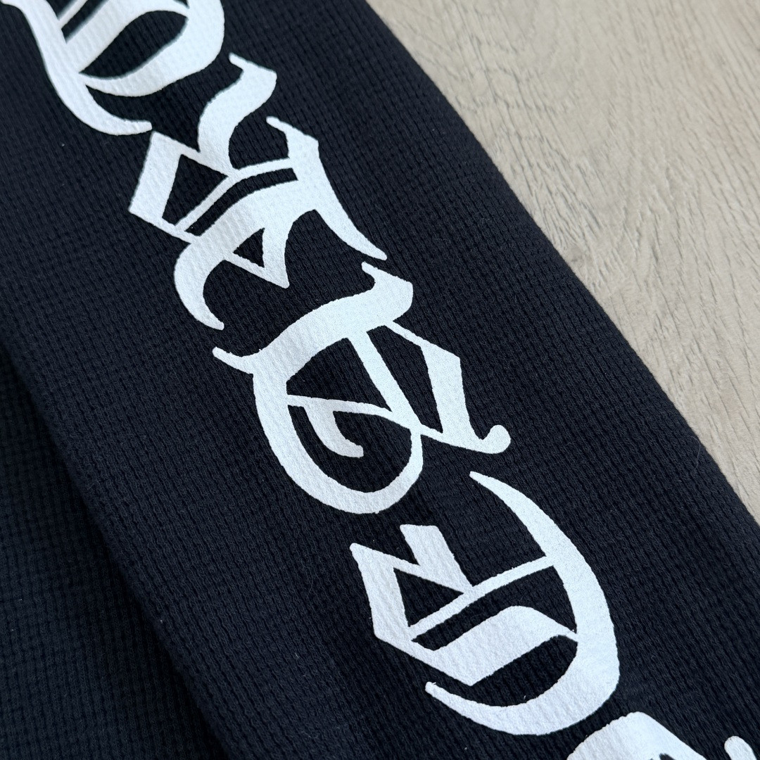 Chrome Hearts 克罗心 华夫格 梵文长袖卫衣 T恤 套头 白色 黑色  灰色 A5 