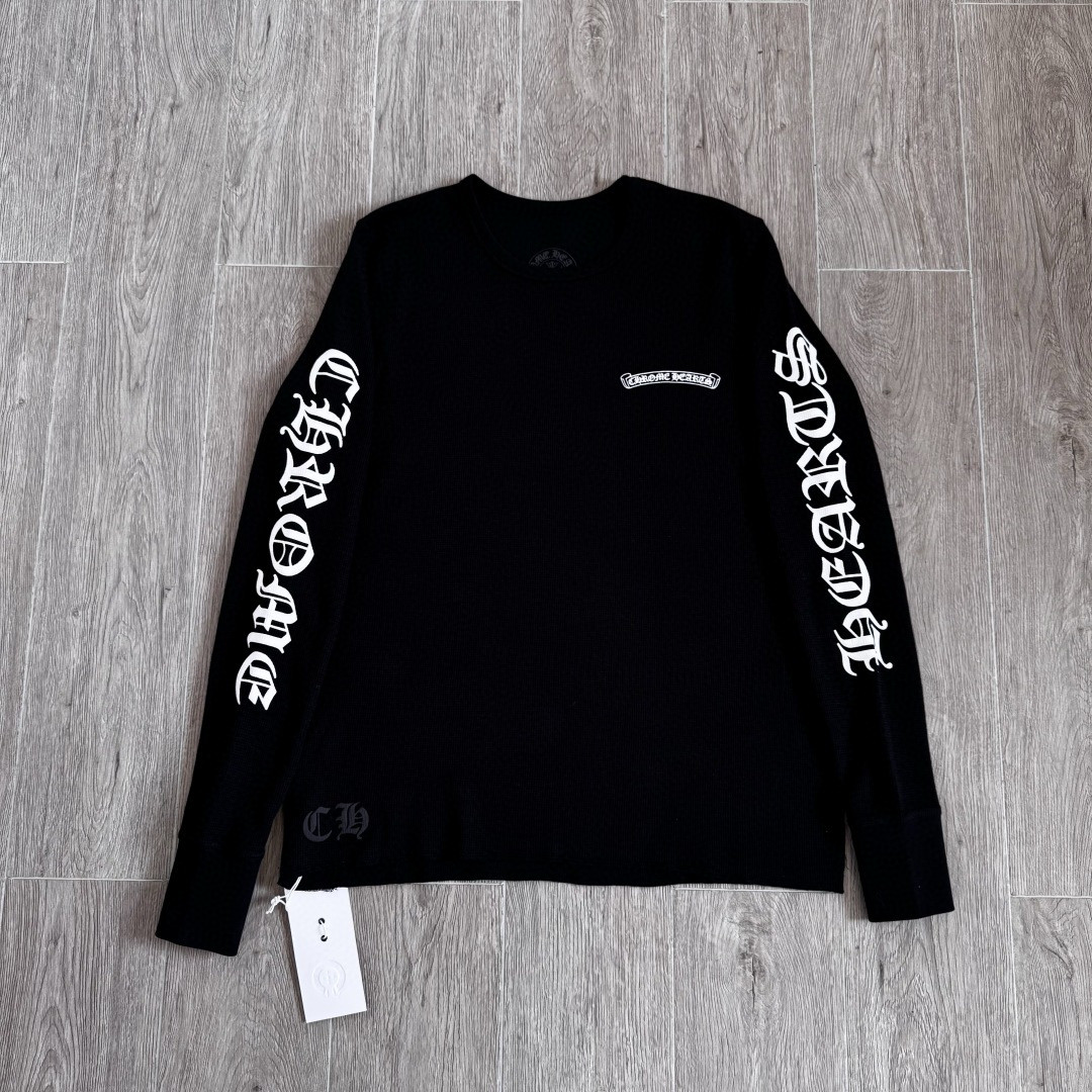 Chrome Hearts 克罗心 华夫格 梵文长袖卫衣 T恤 套头 白色 黑色  灰色 A5 