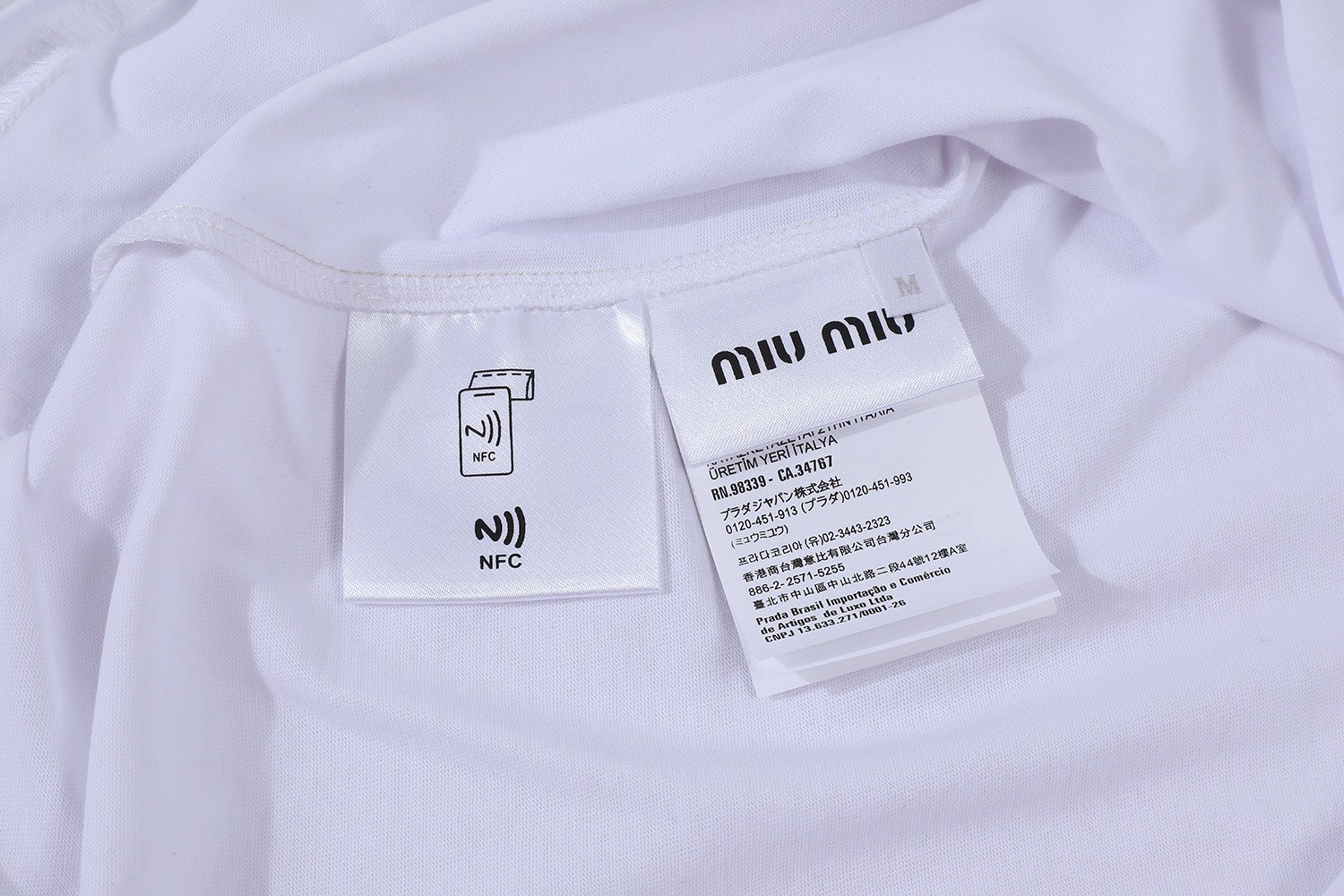 MIU MIU 刺绣徽标 圆领 休闲短袖 T恤 夏季 黑色 白色 A0