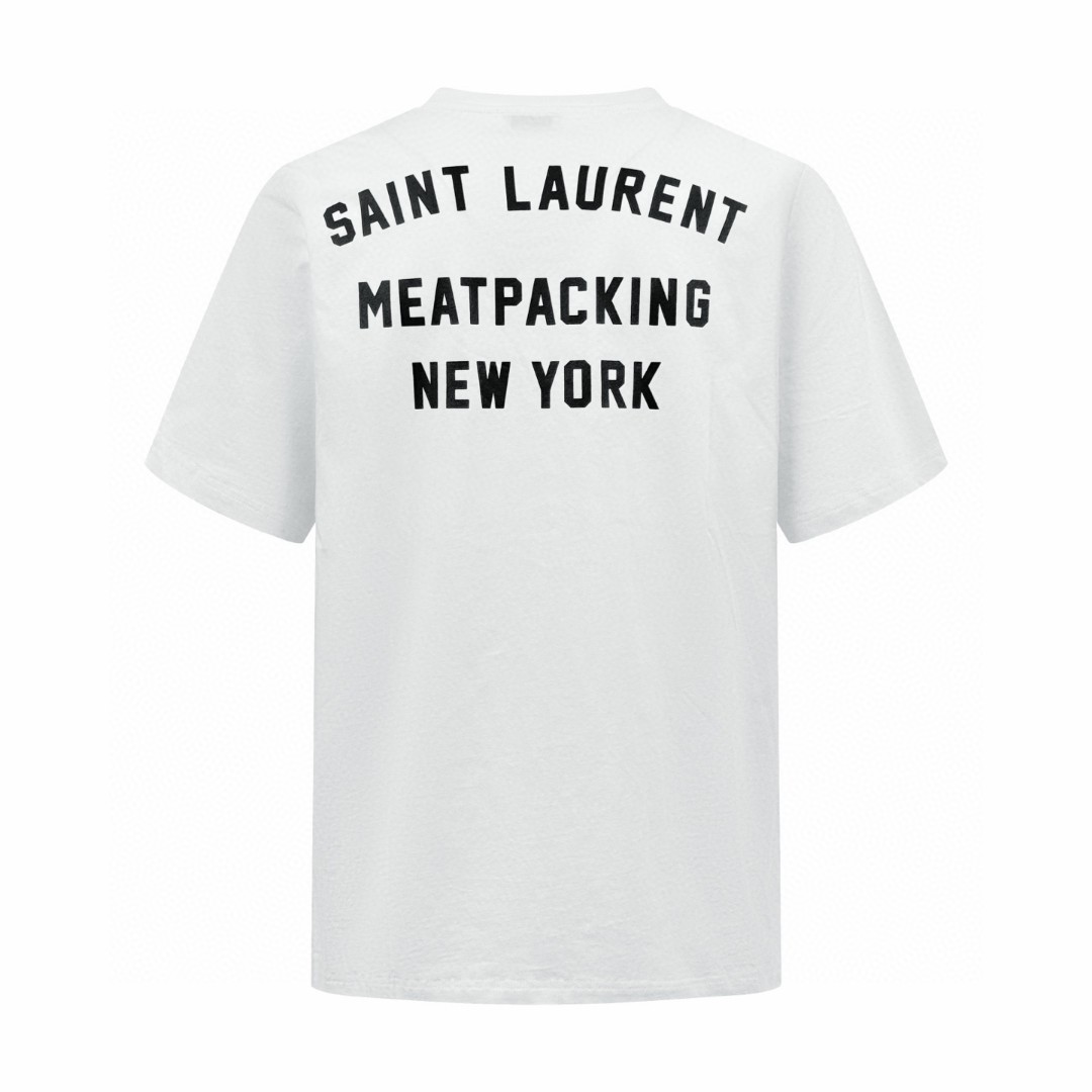 SAINT LAURENT YSL 圣罗兰纽约系列印花圆领短袖 T恤 夏款 白色 黑色 A0