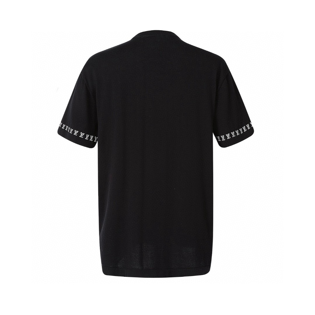 LOUIS VUITTON 字母袖提花毛织短袖 圆领 T 恤 上衣 夏款 白色 黑色 A5 1AGKM3