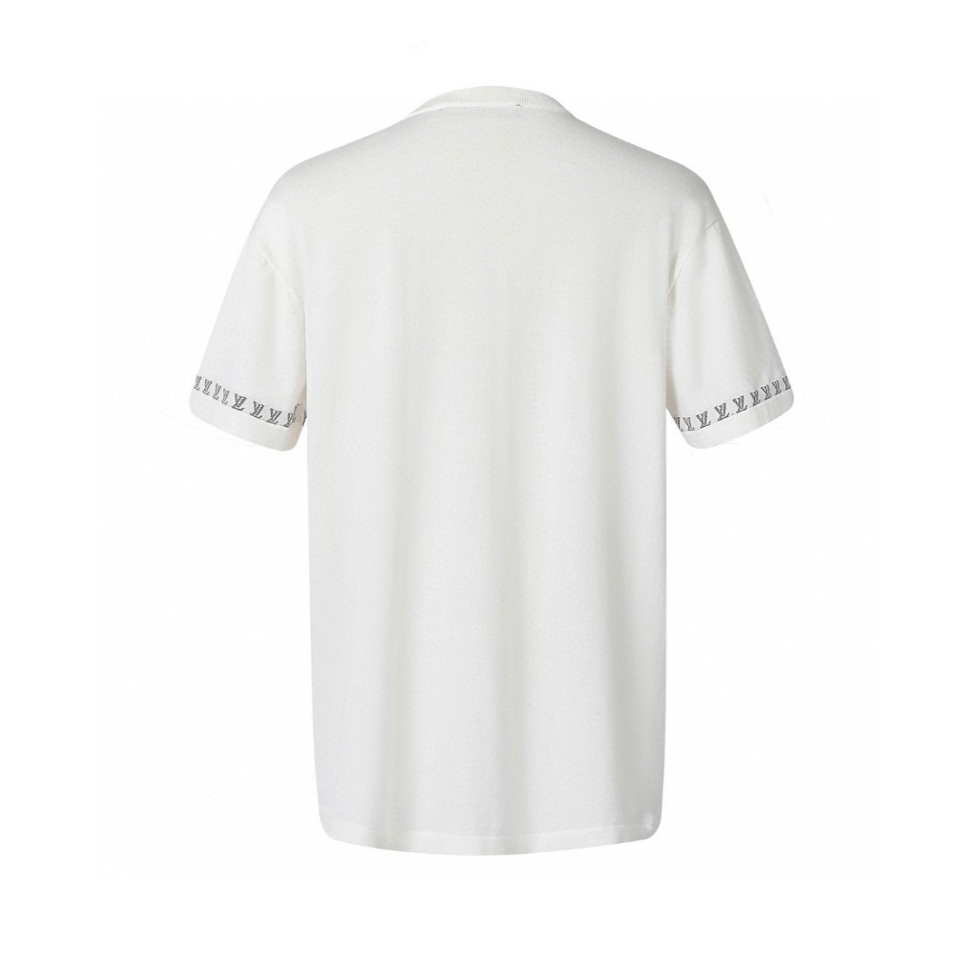 LOUIS VUITTON 字母袖提花毛织短袖 圆领 T 恤 上衣 夏款 白色 黑色 A5 1AGKM3